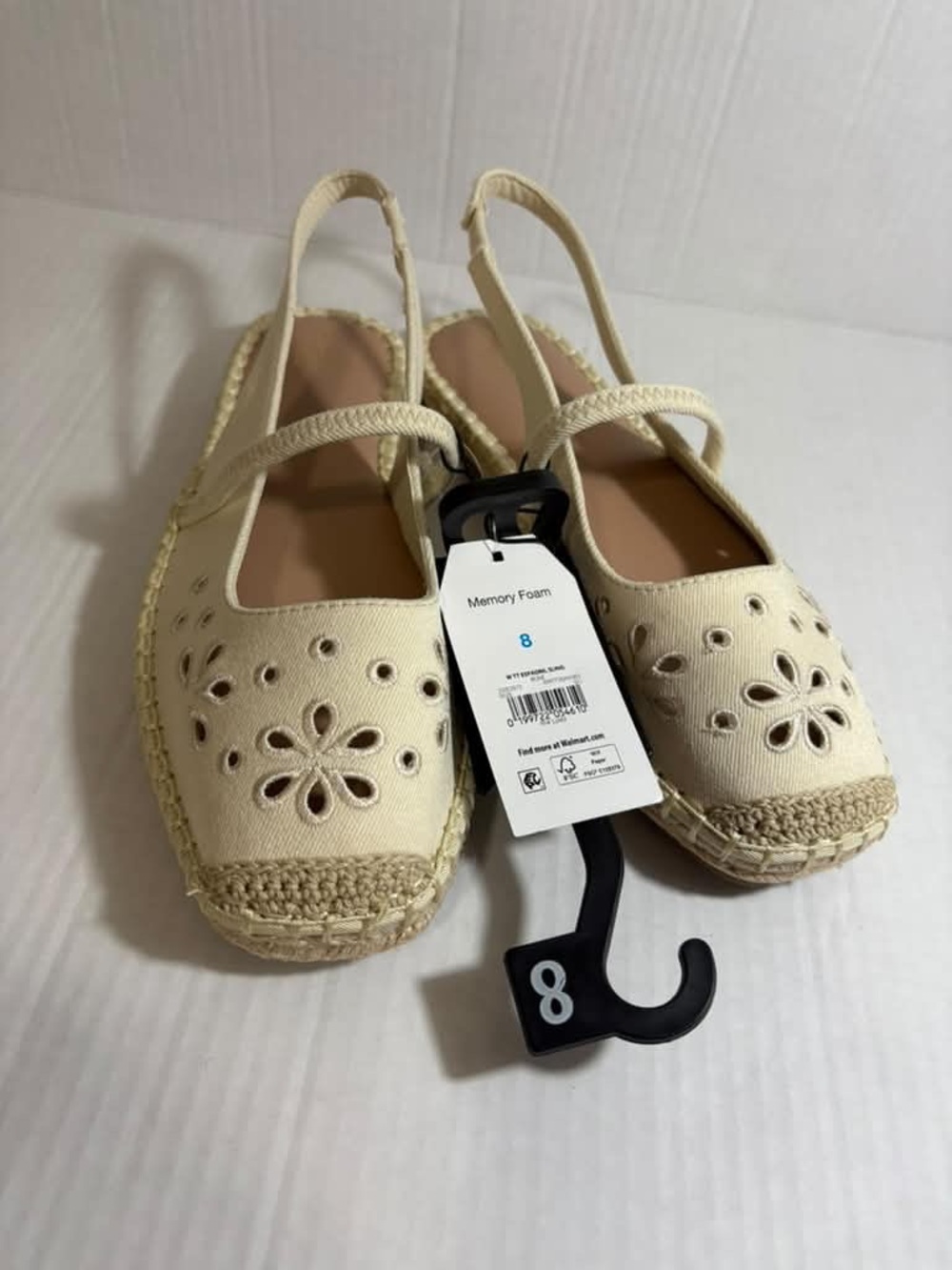 Women's Cream Espadrille Slingback Flats - Memory Foam